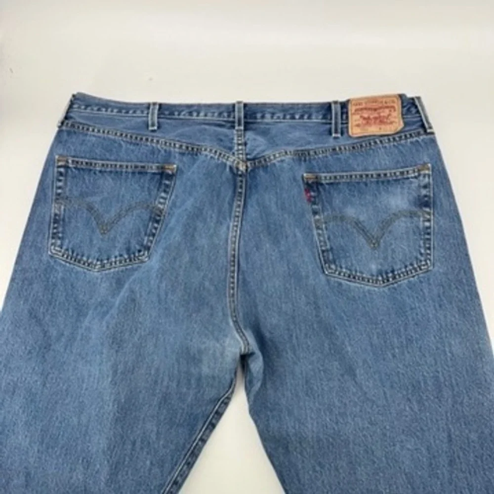 Levi's 501 Original‎ Fit Jeans Mens 46x32 Blue Button Fly Straight Leg Denim
